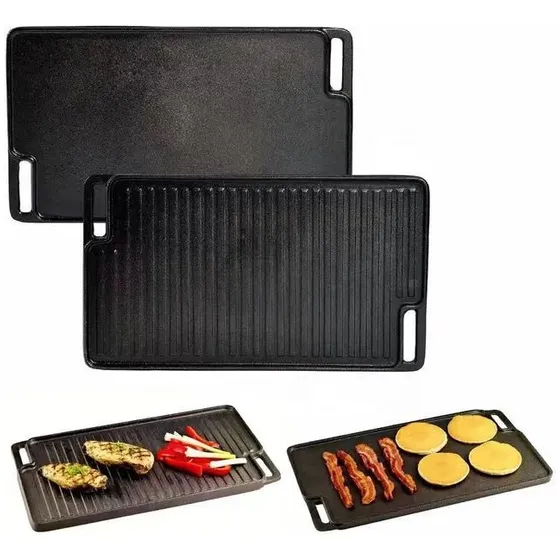 Sarten Plancha Grill De Hierro Fundido Reversible 45x25cm
