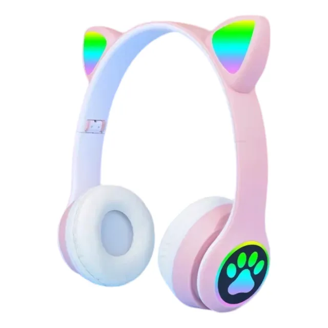 Snt 28 Auriculares Diadema De Gato Huellas Con Luces Orejas 