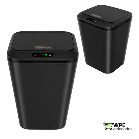 Lixeira Quadrada Preta 16L Inteligente Automática com Sensor para Banheiro e Cozinha