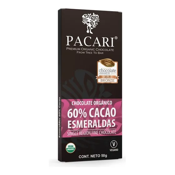 Chocolate Ecuatoriano Pacari Gluten Free Dark 60% Esmeraldas