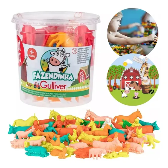 Kit Com 40 Miniaturas Da Fazenda Completa E Outros Gulliver