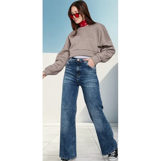 Pantalón Jeans Palazzo Stone Calce Perfectogo. By Loreley.