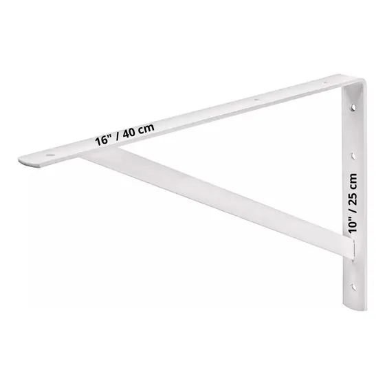 Escuadra Estante Reforzada Blanca 25 X 40 Cms Mer-16b