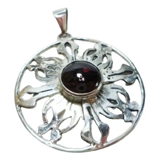 Dije Granate Plata Mandala Focus Poder Dinero Energia Salud