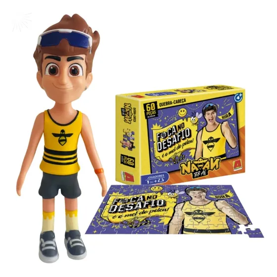 Boneco Vinil 25cm + Quebra Cabeça Natan Por Aí Kit Original