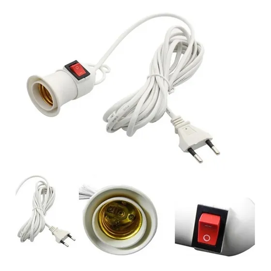 Soquete E27 Con Interruptor Cable 5 Mts Enchufe Color de la luz Blanco