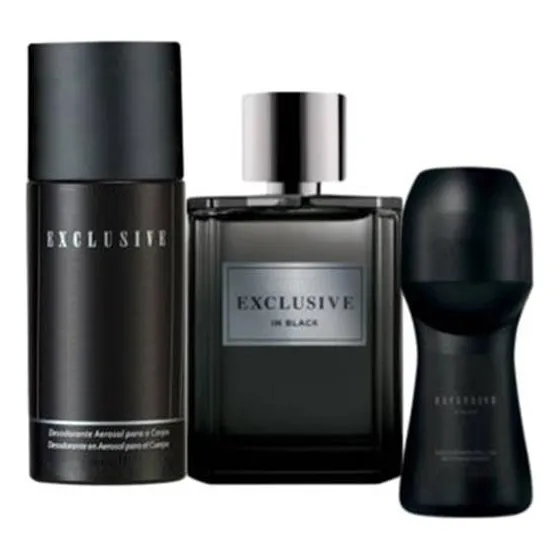 Kit Exclusive In Black Perfume Hombre, Deo Corporal, Roll On