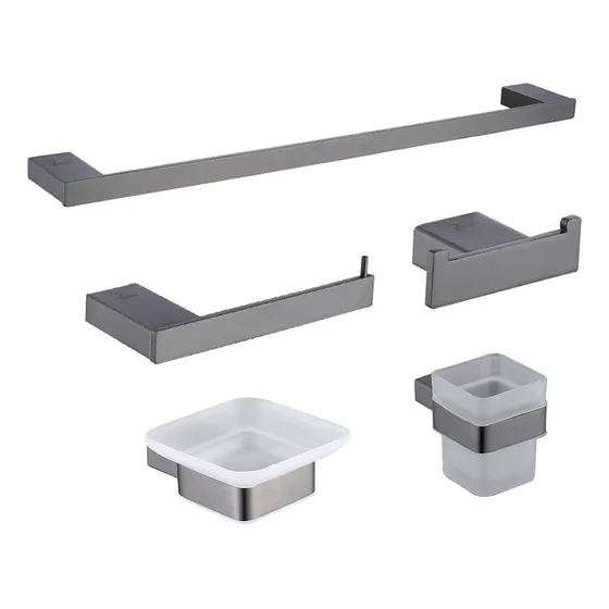 Accesorios De Baño 5 Pcs Gunmetal Black Bari