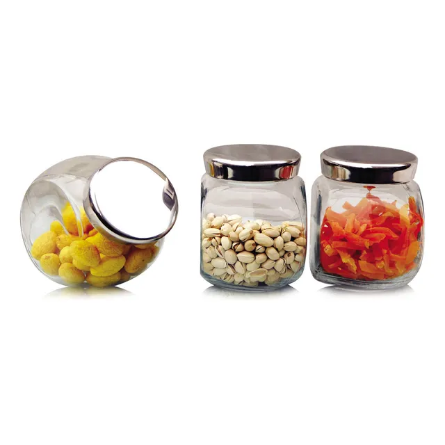 Frascos De Vidrio Con Tapa De Metal 1500ml Set X 3