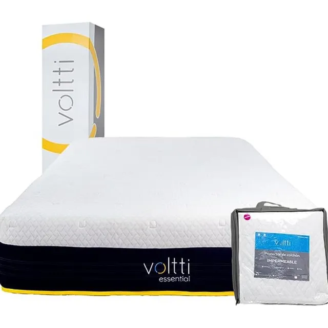 Voltti Colchón Queen Híbrido + Protector Impermeable | 26 Cm Blanco