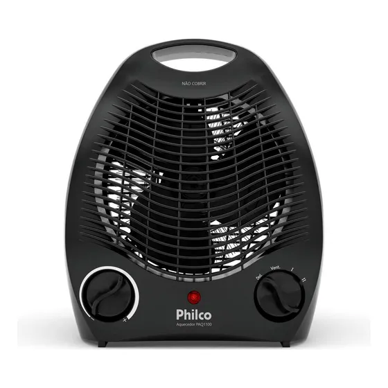 Aquecedor Philco 2 Em 1 Paq1100 3 Níveis De Temperatura Cor Preto 127V