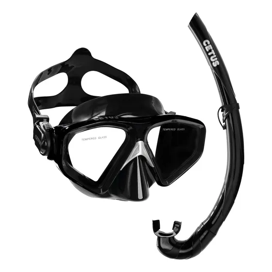 Kit De Mergulho Máscara+respirador Cetus Rapallo Cor Preto