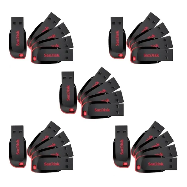 25 Memoria Usb Sandisk Cruzer Blade 8gb 2.0 Negro/rojo Flahs