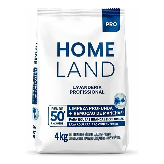 Sabão Em Pó Home Land Pro Limpeza Profunda 4kg Rende Muito