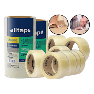 Kit 8 Rolos Fita Adesiva Larga Transparente 40 Metros Kit 8 Rolos Fita Adesiva Larga Transparente 40 Metros