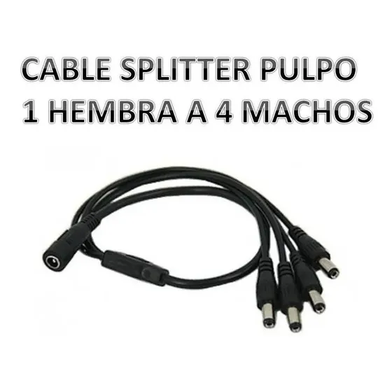 Cable Splitter Pulpo De 1 A 4 Dc Macho Para Cctv