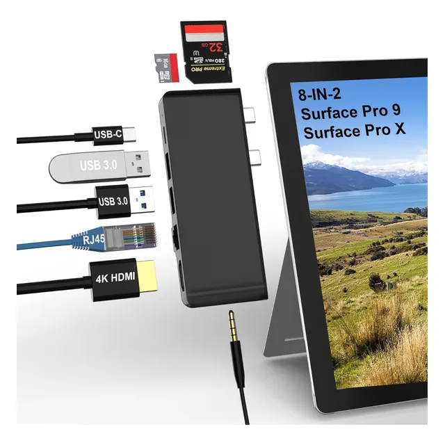Hub Docking Station Para Surface Pro 9/x 4k, Usb 3.1, Tb 4