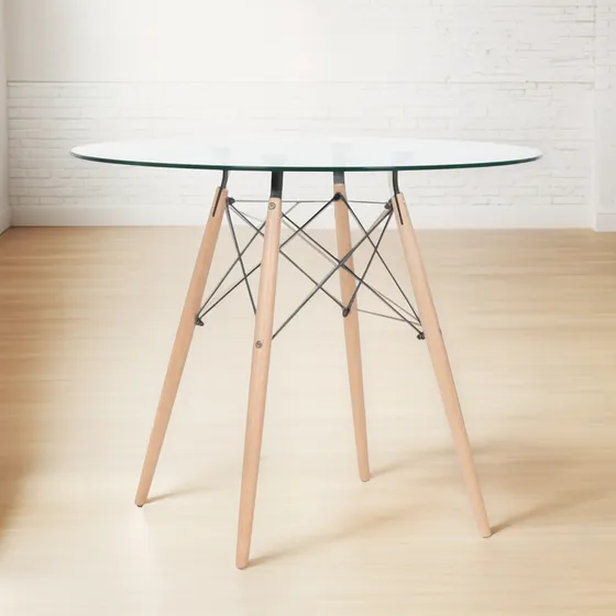 Mesa Eames Redonda 100cm Vidrio