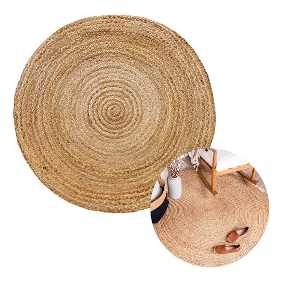 Alfombra Circular Redonda Interior Exterior Fibra Natural 1m