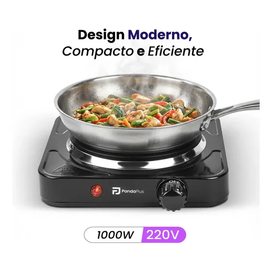 Fogão Cooktop Elétrico Fogareiro Portatil De Mesa 1 Boca 1000w Panda Plus Preto 220v