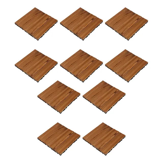 . 10 Pcs Piso Modular Deck De Madera Acacia Interior
