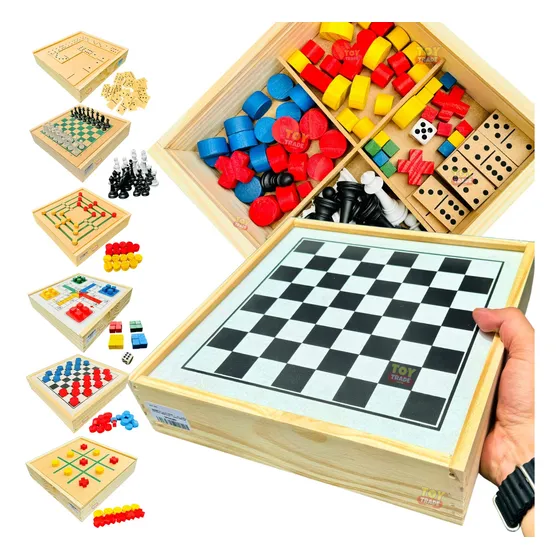 Jogo 6 Em 1 Xadrez Dama Ludo Dominó Trilha Velha Jr Toytrade