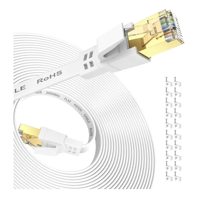 Cable Red Plano Rj45 Ethernet Cat 8 Categoria 8 - 20 Metros