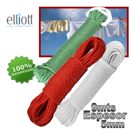 Cuerda De Nylon 9mt Espesor 5mm Para Tenderse Ropa Camping