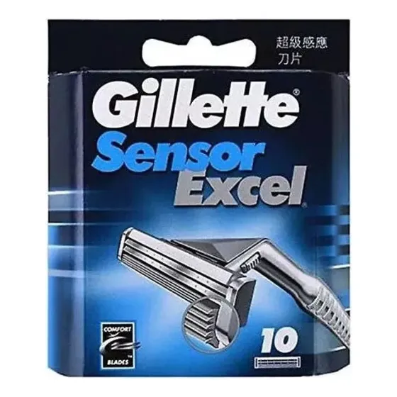 R Lâminas Para Barbear Gillette Sensor Excel - Pacote De 10