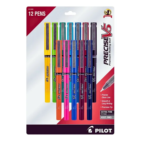12 Boligrafos Gel Pilot Pen Precise V5 Punto Extrafino 0.5mm Tinta