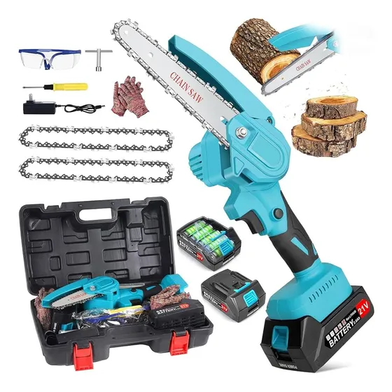 Mini Motosierra Portatil Inalambrica 2 Baterias Recargable