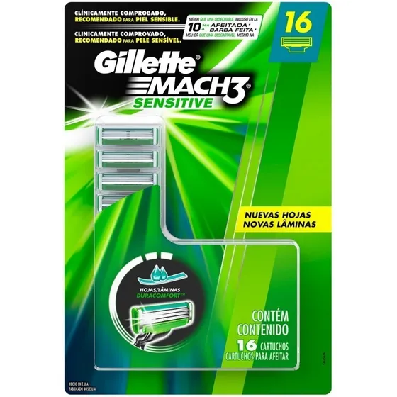 Carga Para Aparelho De Barber Gillette Mach3 Sensitive 16un