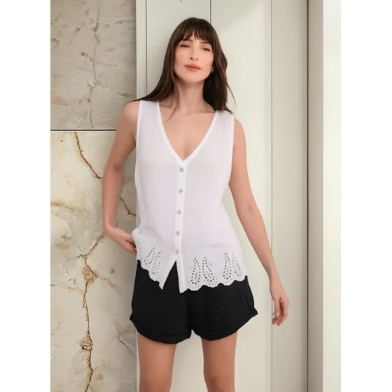 Blusa De Dama Con Broderie
