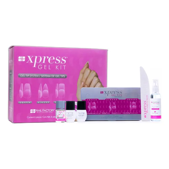 Nail Factory Xpress Gel Kit Con 330 Tips De Gel Mix Coffin-almond-square