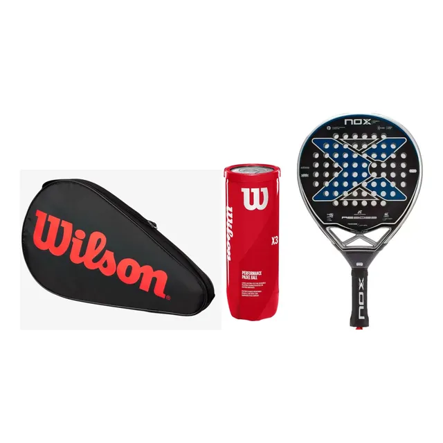 Kit Padel Pro: Paleta Nox + Funda + Pelotas Wilson