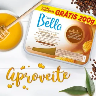 Depil Bella Cera Depilatoria Quente Propolis 800g GrĂĄtis 200g Depil Bella Cera Depilatoria Quente Propolis 800g GrĂĄtis 200g
