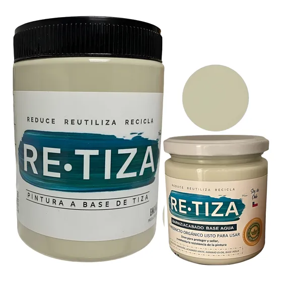 1 Kilo Pintura Tiza Blanco Arena+ Barniz Transp. 240 Ml.