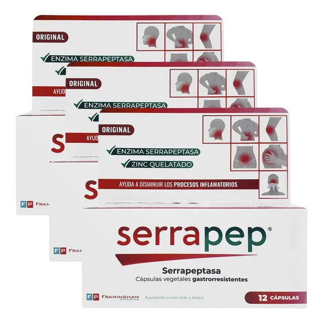Serrapep 36 Cápsulas Ayuda Disminuir Procesos Inflamatorios