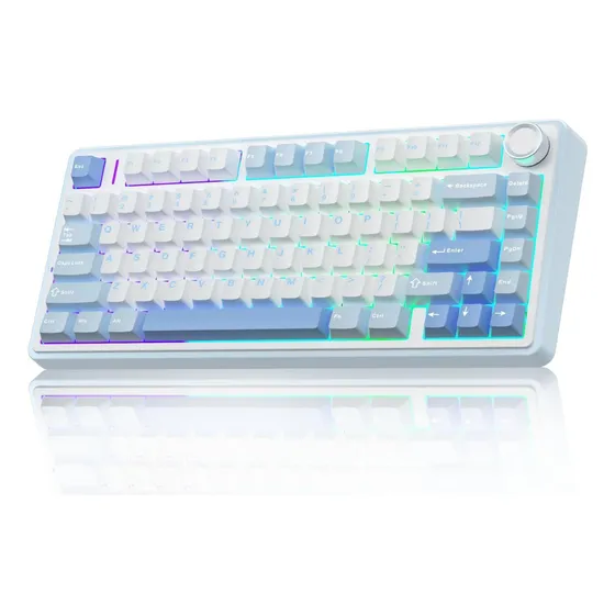 Teclado Mecânico Gamer F75 Sem Fio Preto Rgb Hot Swappable