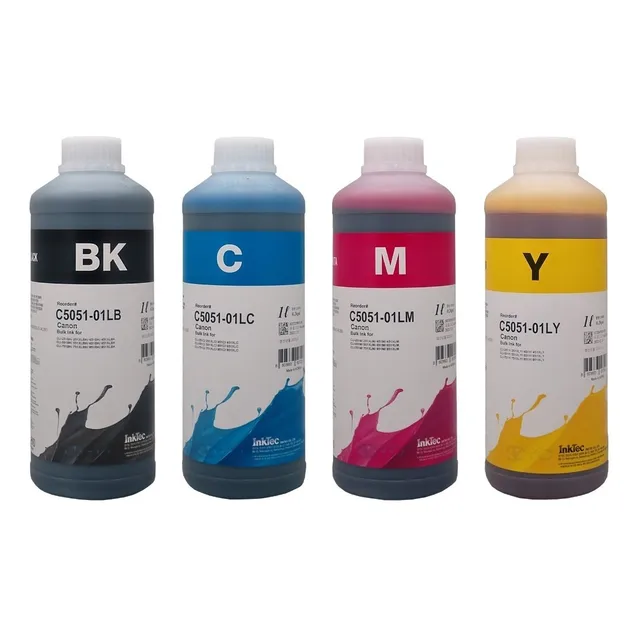Kit 4 X 250 Ml Tinta Inktec Base Agua Para Canon C908 Cmyk