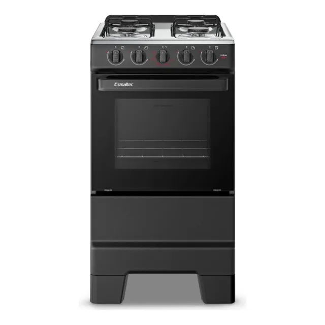 Fogão a Gás Mesa Inox e Forno 50L Limpa Fácil Esmaltec IDEAL POP F4ISP Cor Preto 4 bocas