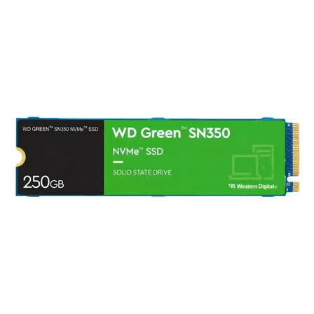 SSD M.2 NVMe 250GB PCIe Gen3 X4 WD Green Sn350 Leitura 2400MB/s e Gravação 1500MB/s Western Digital WDS250G2G0C