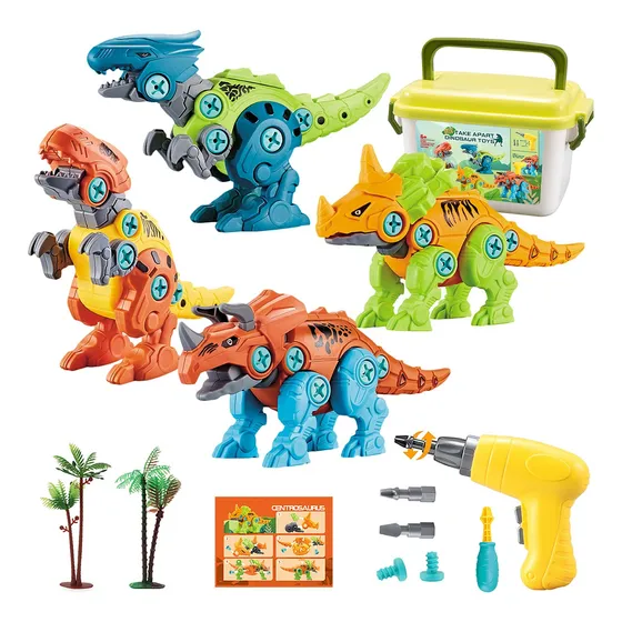 4 Modelos Juguete De Dinosaurio Niño Diy Montaje