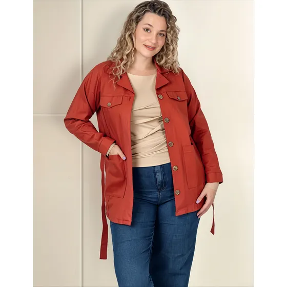 Saco Gabardina Lycra Mujer Onara Terra Talle Grande