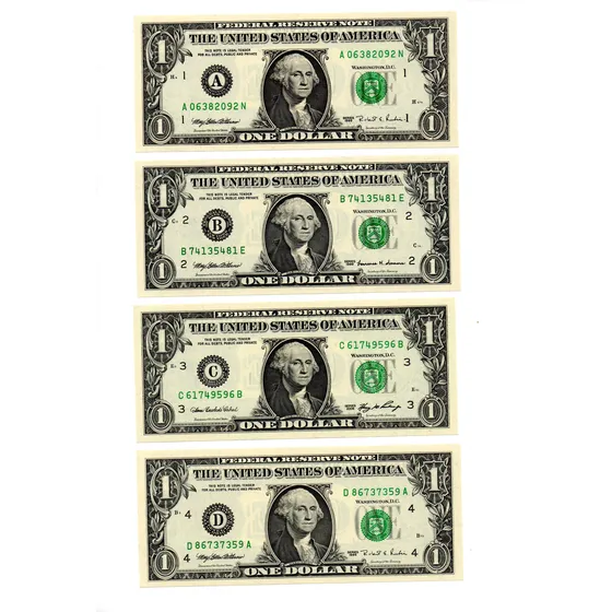Usa 12 Billetes 1 Dolar A - L (1974-2006) Con Reposiciones