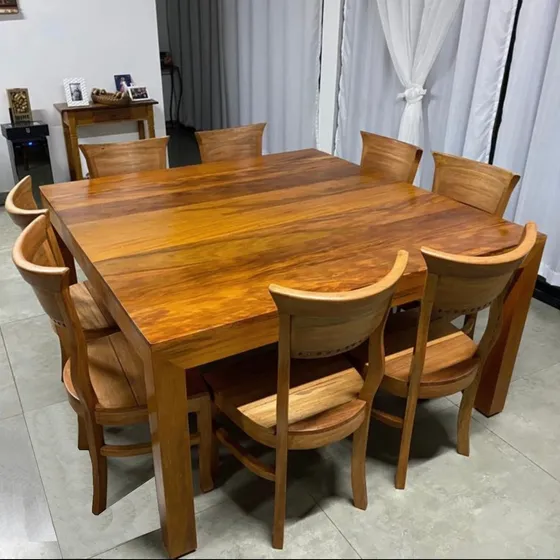 Conjunto Mesa Sala De Jantar Madeira Rustica 8 Cadeiras