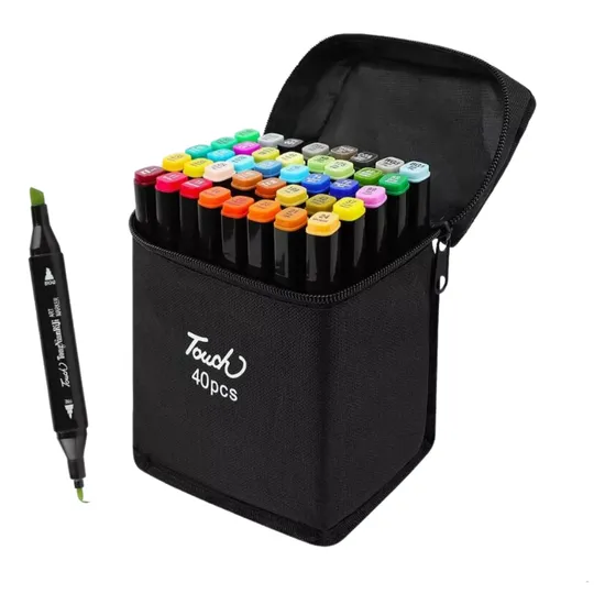Marcadores Doble Punta X 40u Fibrones Plumones Con Estuche