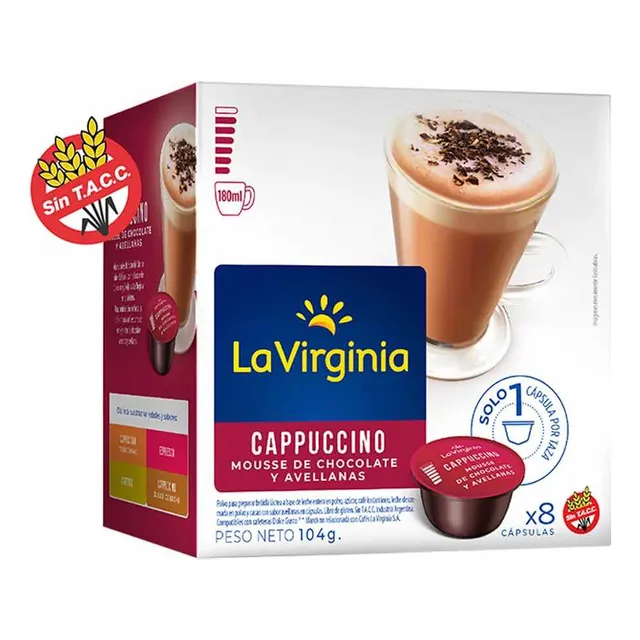 8 Capsulas La Virginia Dolce Gusto Cappuccino Choco Avellana