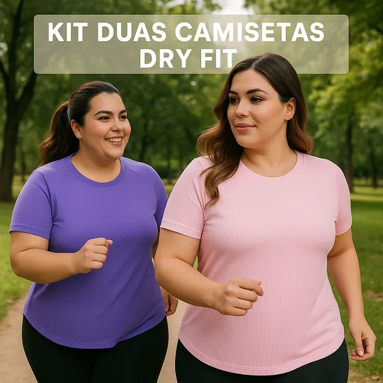 Kit 2 Blusas Dry Fit Plus Size Para Academia Malha Fria