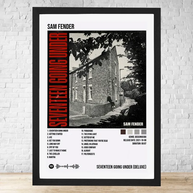 Cuadro Sam Fender 30x40 Vidrio Marco Madera Desmontable C156